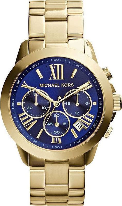 michael kors watch navy dial brown leather|Oversized Runway Navy.